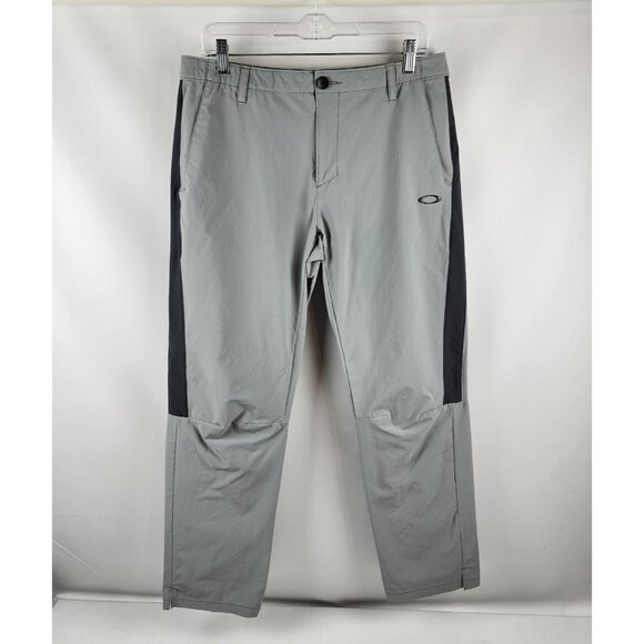 Oakley Pants Mens 34x30 Gray Black Golf Straight Leg Regular Fit Logo - Picture 1 of 11